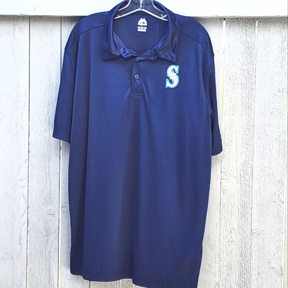 Majestic Navy Mariners Men's Short sleeve Polo Size 2XL